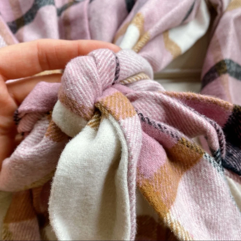 💗 BLUSH MULTI PLAID COLLAR LONG SLEEVE BELTED JACKET! - Picture 8 of 12